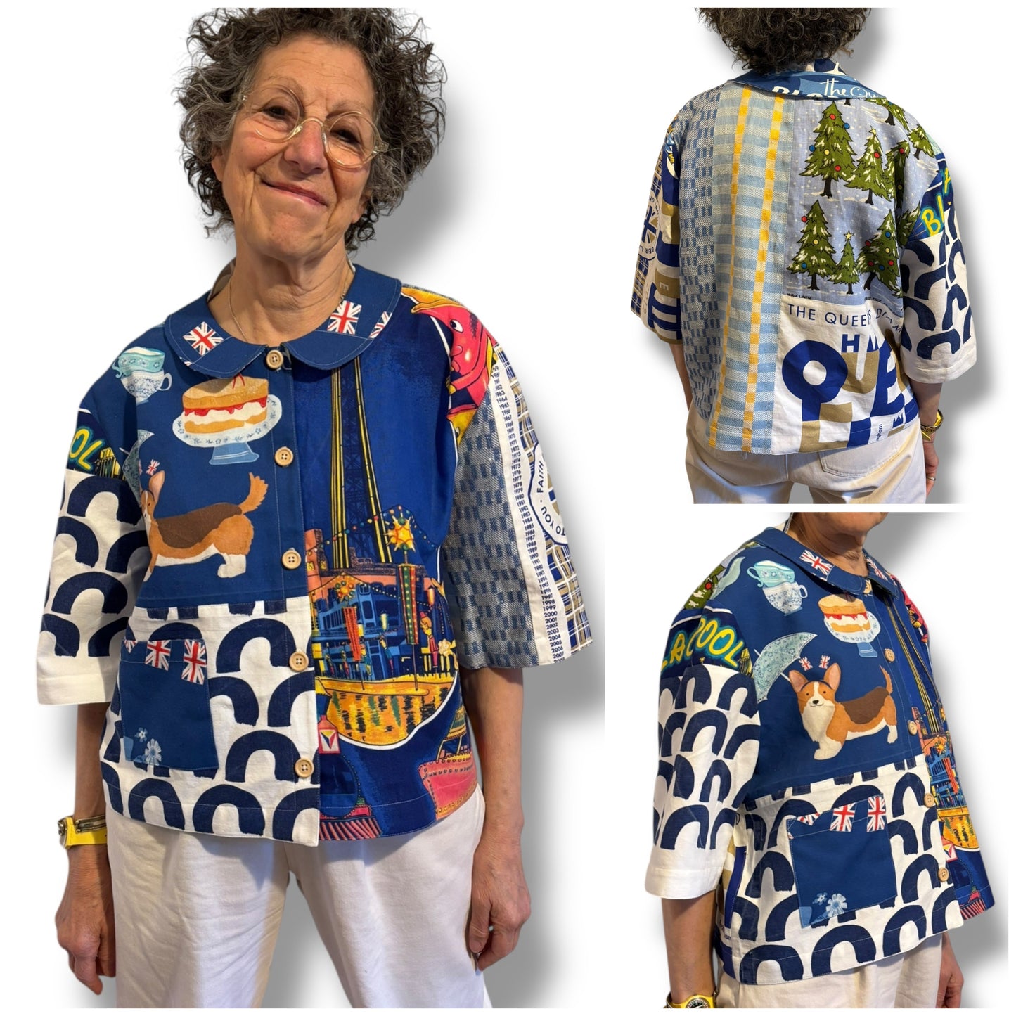 One size tea-shirt “Corgis and Blackpool tower”