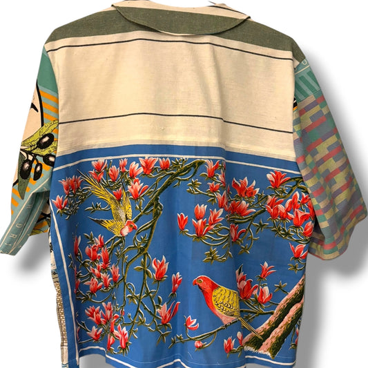 LONGER LENGTH Tea -shirt - Olive oil and patterns