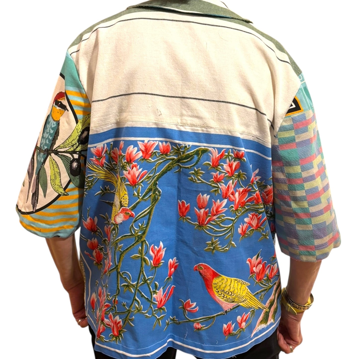 LONGER LENGTH Tea -shirt - Olive oil and patterns