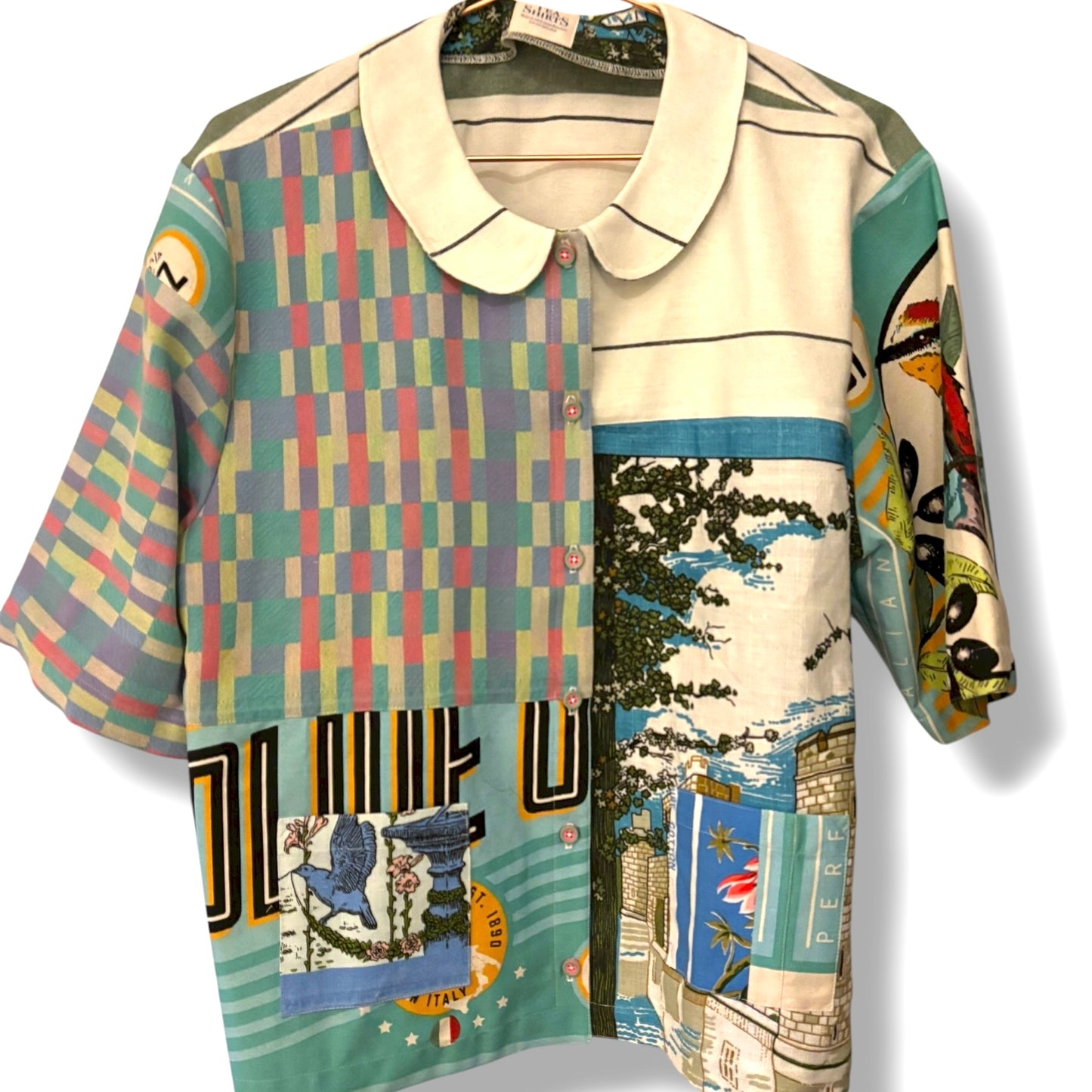 LONGER LENGTH Tea -shirt - Olive oil and patterns