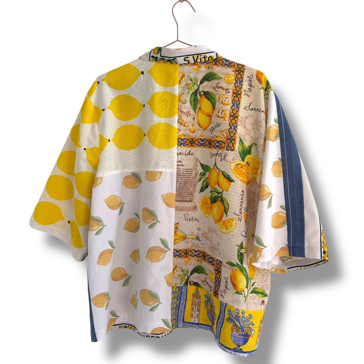 UNISEX styled tea- shirt, Longer length and pointed collar - LEMONS!
