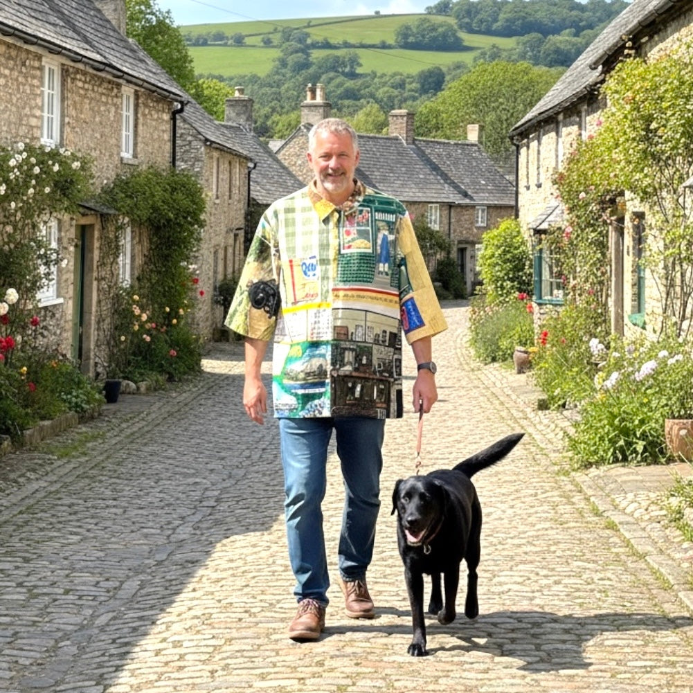 UNISEX styled tea- shirt, longer length and pointed collar - IRONBRIDGE